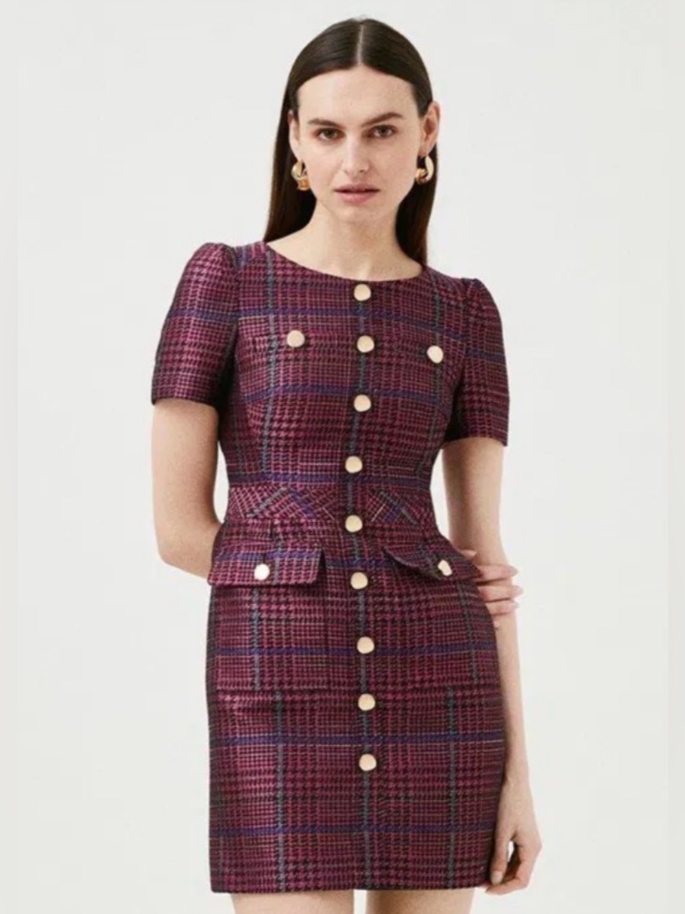 Karen Millen Pink Plaid Dress 14